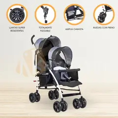INFANTI - Coche Cuna Mellicero «DUO FRATELLO COUNTOUR» Black