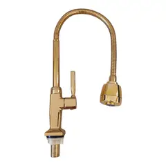 GENERICO - Grifo Monomando Cocina Flexible agua fría pico al mueble DORADO ORO