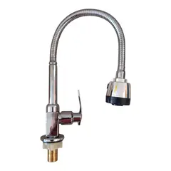 GENERICO - Grifo Llave Aleta Cocina Flexible agua fría al mueble ACERO CROMADO