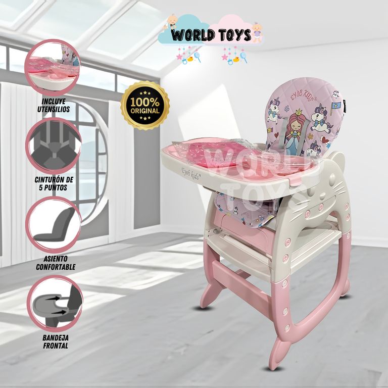 Silla de Comer 3 en 1 «SMILEY KAT» Pink
