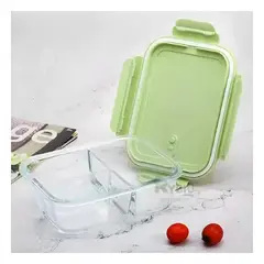 GENERICO - Taper Util con 2 Divisiones con Tapa Verde Y+Papel de Regalo