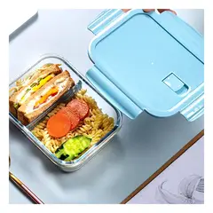 GENERICO - Envase para el Almuerzo Tapa Celeste Y+Banderitas Adhesivas