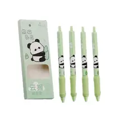 GENERICO - LAPICERO RETRACTIL X4 MODELO OSO PANDA - VERDE
