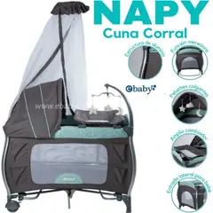EBABY - Cuna Corral Mecedora para bebé con cambiador NAPY VERDE