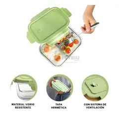 GENERICO - Recipiente Ergonomico Util con Tapa Verde Y+Regalo Agendita