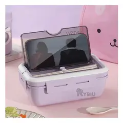 GENERICO - Taper Lunch Box de 1100 ml con Cubiertos en Tono Morado