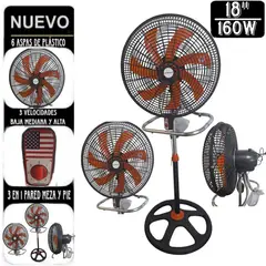 PREMIER - Ventilador 3 en 1 Pared Meza y Pedestal de 6 Aspas con 160W FUCSIA