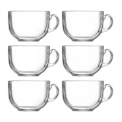 INSPIRA - Juego de 6 Tazas de Vidrio Con Mango Transparente 450 ml