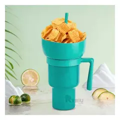 GENERICO - Taza para Refresco en Verde Agua Y+Banderitas Adhesivas