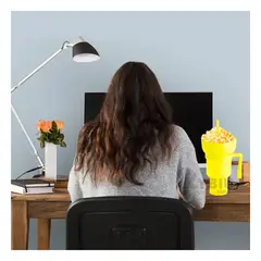 GENERICO - Vaso para Chucherias en Color Amarillo Y+Papel de Regalo