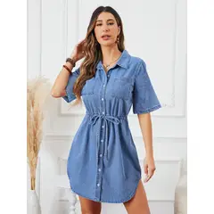GENERICO - Vestido Camisero de Jean con botones