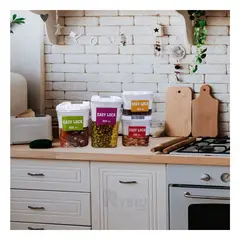 RYBIU IMPORT - Set 4 Envases de Plastico en Tapa Blanca Y+Regalo Stickers