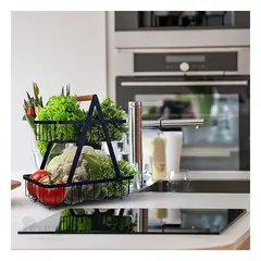 GENERICO - Frutero Desmontable de 2 Niveles en Color Negro