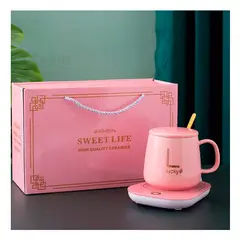 GENERICO - Pack Mini Estufa con Taza en Rosado Y+Envoltorio de Regalo