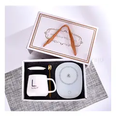 GENERICO - Calentador con Taza de Ceramica Termica en ColorBlanco