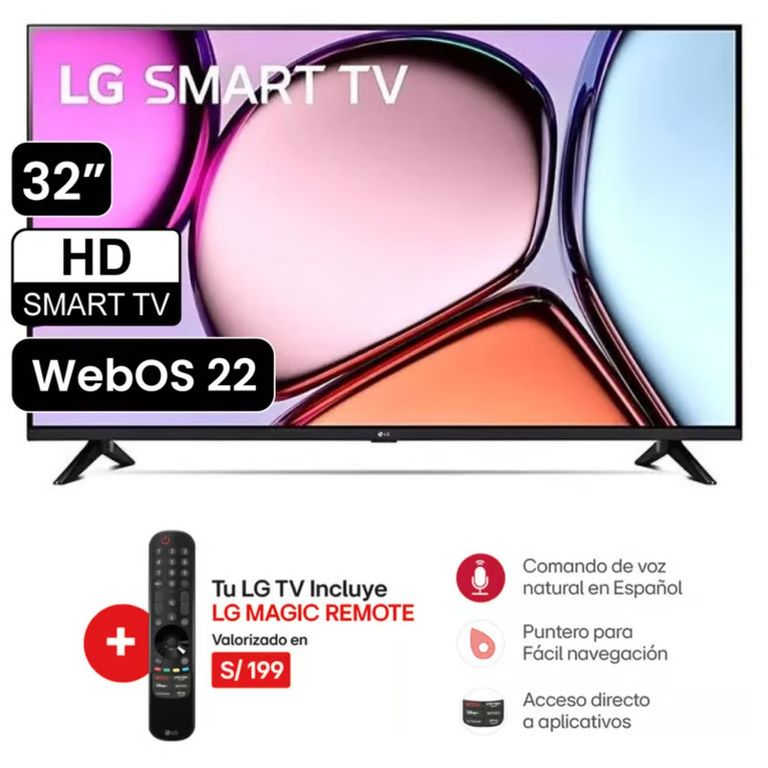 Televisor 32 Pulg. LED Smart TV HD con Thinq AI 32LQ600BPSA l Control Magic