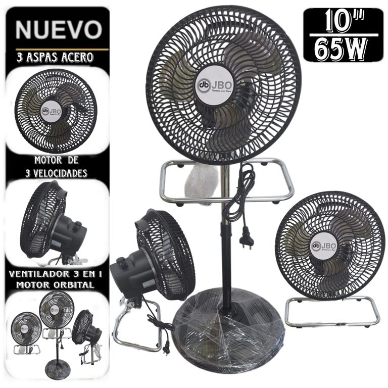 PACK 2Ventilador 3 en 1 Pared Meza y Pedestal ORBITAL de 3 Aspas NEGRO
