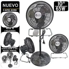 GENERICO - Ventilador 3 en 1 Pared Meza y Pedestal ORBITAL de 3 Aspas NEGRO
