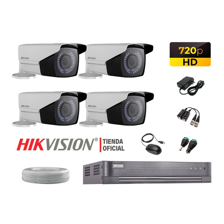 CÁMARAS DE VIGILANCIA KIT 4 720P HD MAYOR ALCANCE VARIFOCAL 40M IR