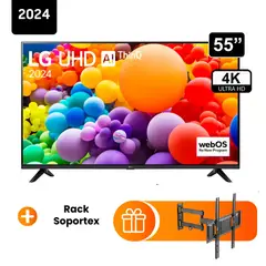 LG - Televisor 55 Pulg. LED Smart TV 4K UHD ThinQ AI 55UT7300 + Rack