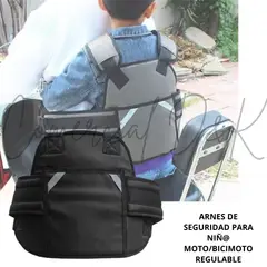 GENERICO - Arnes de SEGURIDAD NEGRO para niño en moto y bicimoto
