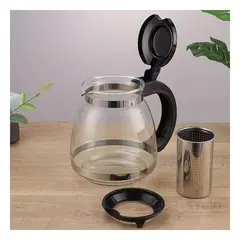 GENERICO - Tetera Elegante de Vidrio con Filtro Negro 15 Lt