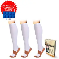 GENERICO - Medias de compresion antivarices talla L/XL pack de 3 pares blanco