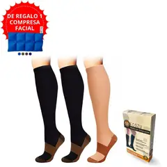 GENERICO - Medias de compresion antivarices talla S/M pack de 3 pares