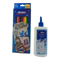 ARTESCO - Pack de Colores Borrables con Cola Sintetica Escolar