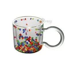 GENERICO - Vaso con Formas en Transparente Y+Regalo Ligas para Peinar