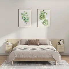 TU MESITA - Cabecera de cama Flotante con veladores 2 cajones Cristina color Natural