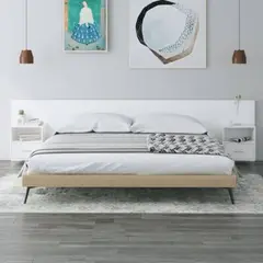 TU MESITA - Cabecera de cama Flotante con veladores incluidos 1 cajón Venecia color Blanco