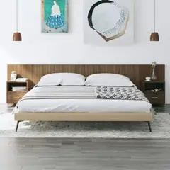 TU MESITA - Cabecera de cama Flotante con veladores incluidos 1 cajón Venecia color Marrón