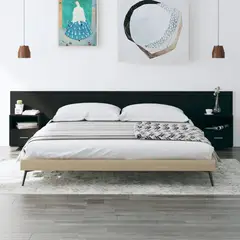 TU MESITA - Cabecera de cama Flotante con veladores incluidos 1 cajón Venecia color Negro
