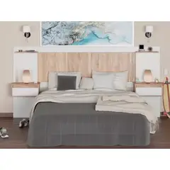 TU MESITA - Cabecera de Cama Grecia con Mesa de Noche flotante Color BlancoDuna