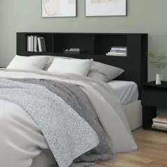 TU MESITA - Cabecera para cama moderna con organizador Margaret color Negro