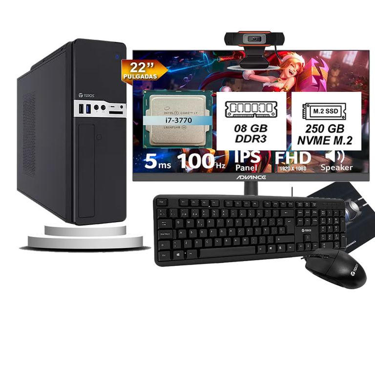 Computadora Pc Core I7 3770 Monitor 22 fhd' RAM 8GB SSD 256GB