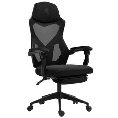 DREIZT - Silla Gamer Ergonómica Mesh XL Negro Con Posapies Reclinable