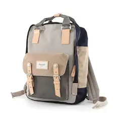 HIMAWARI - - Mochila escolar o viaje porta Laptop - Khaki y Gris