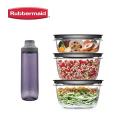 Rubbermaid - Set de 3 herméticos Premier y botella 710ml Morada
