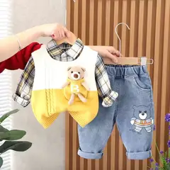 GENERICO - ROPA DE NIÑO DE OSITO DE 3 PIEZAS (CHALECO+ PANTALON+ CAMISA