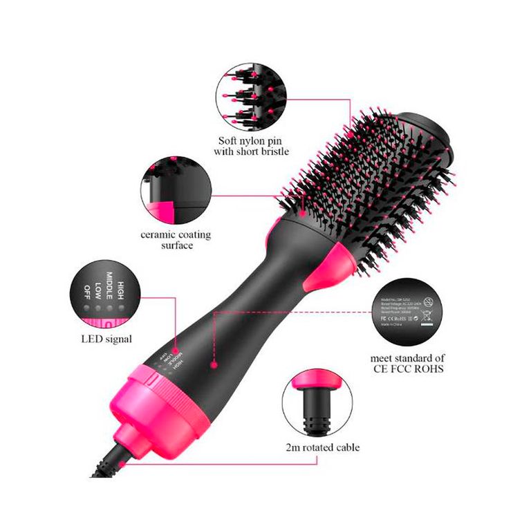 Cepillo Secador Cabello Alisador Ondulador 3 En 1 Multifunción.