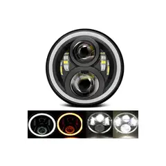 GENERICO - Faro Harley Led Alta Baja Lupa 9d + Ojo De Angel Universal