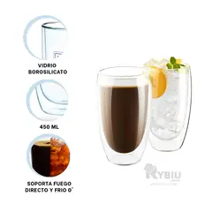 RYBIU IMPORT - Taza Util Sin Asa de Doble Capa 400ML Y+Banderitas Adhesivas