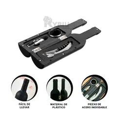 RYBIU IMPORT - Descorchador con Estilo en Tono Negro Y+Envoltorio de Regalo