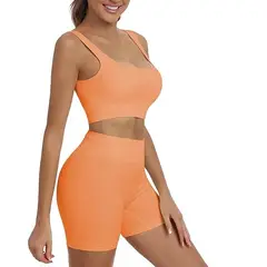 GENERICO - CONJUNTO DEPORTIVO DE TOP Y SHORT NARANJA NEÓN