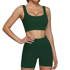 GENERICO - CONJUNTO DEPORTIVO DE TOP Y SHORT VERDE OLIVA