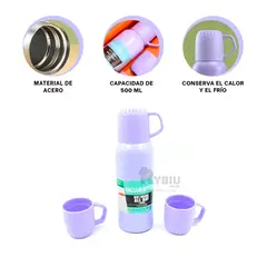 GENERICO - Frasco Elegante Termico en Lila 500ml Y+Regalo Agendita