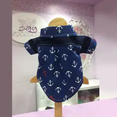 GENERICO - CAMISA MASCOTAS AZUL MARINERO Y JEAN ALGODÓN TALLA XXS