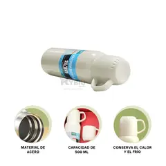GENERICO - Bidon Isotermico en Color Crema 500ml Y+Gift Stickers